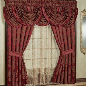 J. Queen New York Shiraz x2 damask curtain panels drapes